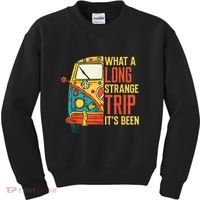 What A Long Strange Trip ItS Been 70s Hippie Camping Lover Kids Sweatshirt thumb 0