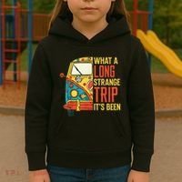 What A Long Strange Trip ItS Been 70s Hippie Camping Lover Kids Hoodie thumb 3