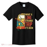 What A Long Strange Trip ItS Been 70s Hippie Camping Lover Kids T-Shirt thumb 0