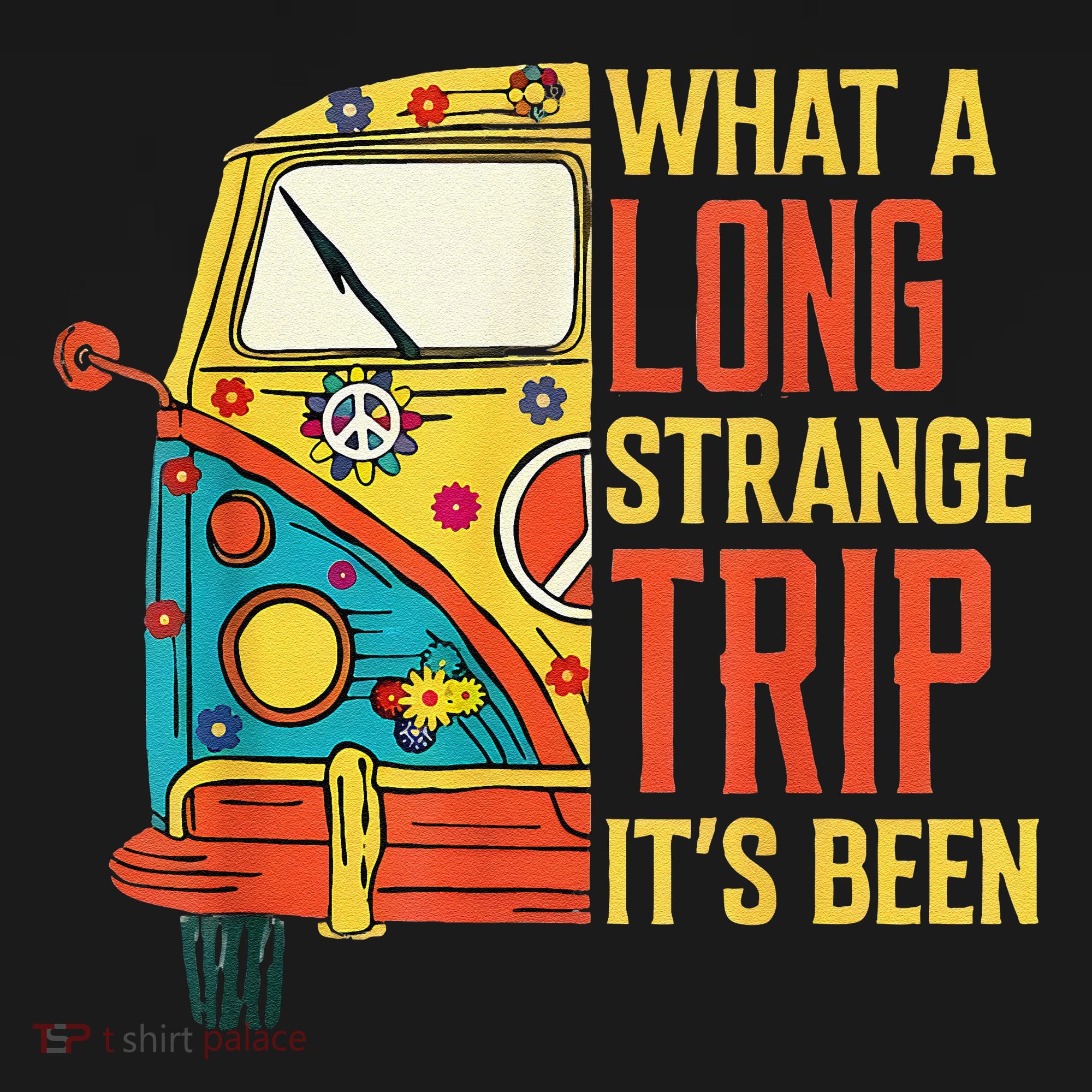 What A Long Strange Trip ItS Been 70s Hippie Camping Lover Kids T-Shirt