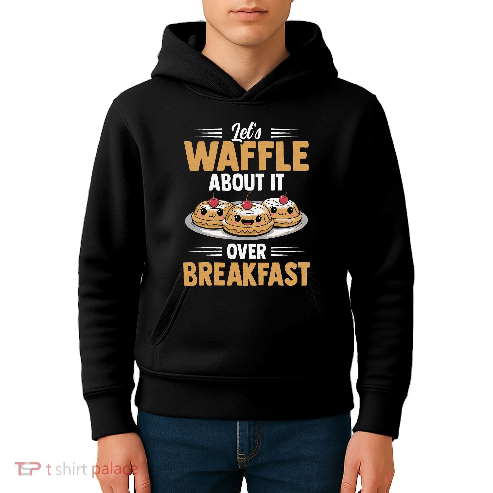 Waffles Apparel LetS Waffle About It Over Breakfast Kids Hoodie