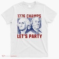 Washington And Lincoln 1776 Champs Let’s Party USA Flag T-Shirt thumb 0