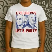 Washington And Lincoln 1776 Champs Let’s Party USA Flag T-Shirt thumb 3