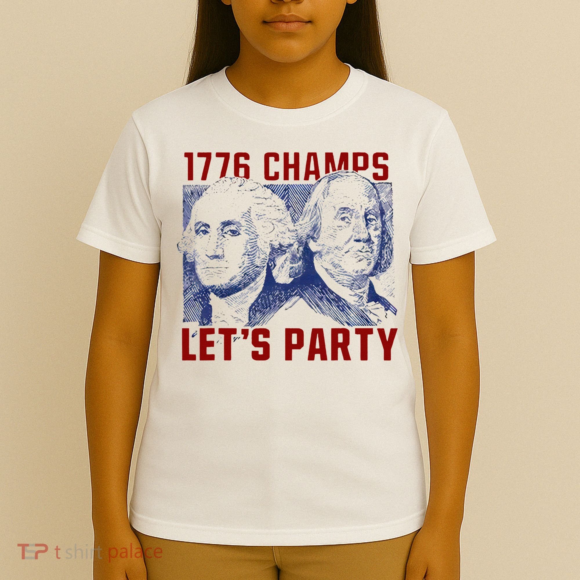 Washington And Lincoln 1776 Champs Let’s Party USA Flag T-Shirt