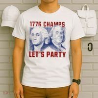 Washington And Lincoln 1776 Champs Let’s Party USA Flag T-Shirt thumb 6