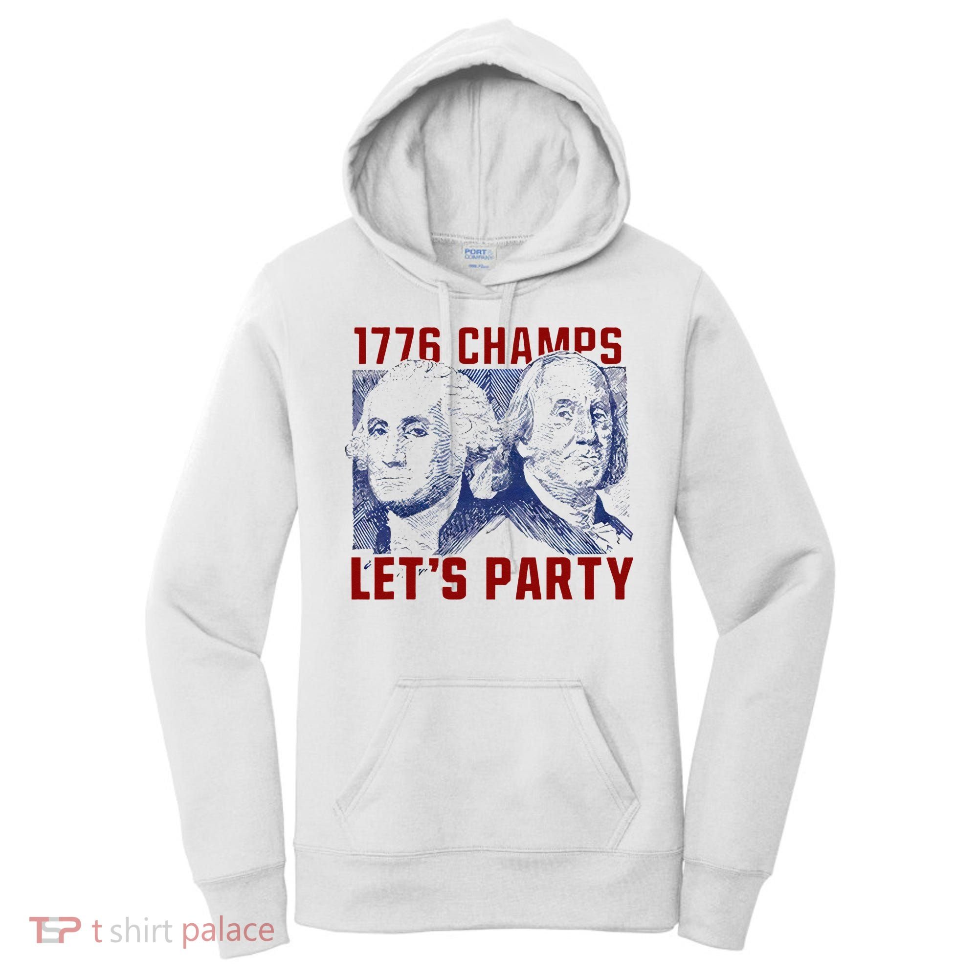 Washington And Lincoln 1776 Champs Let’s Party USA Flag Women's Hoodie