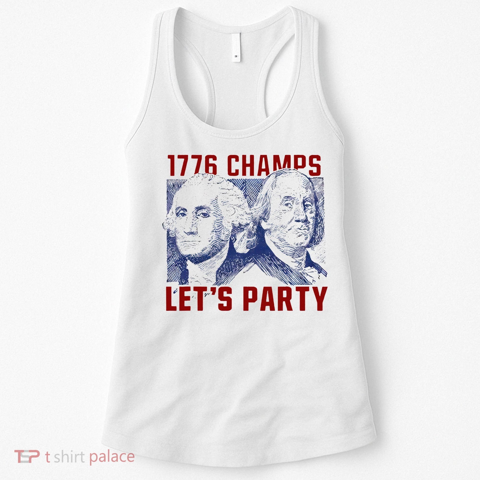 Washington And Lincoln 1776 Champs Let’s Party USA Flag Women's Tank Top