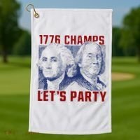 Washington And Lincoln 1776 Champs Let’s Party USA Flag Golf Towel thumb 1