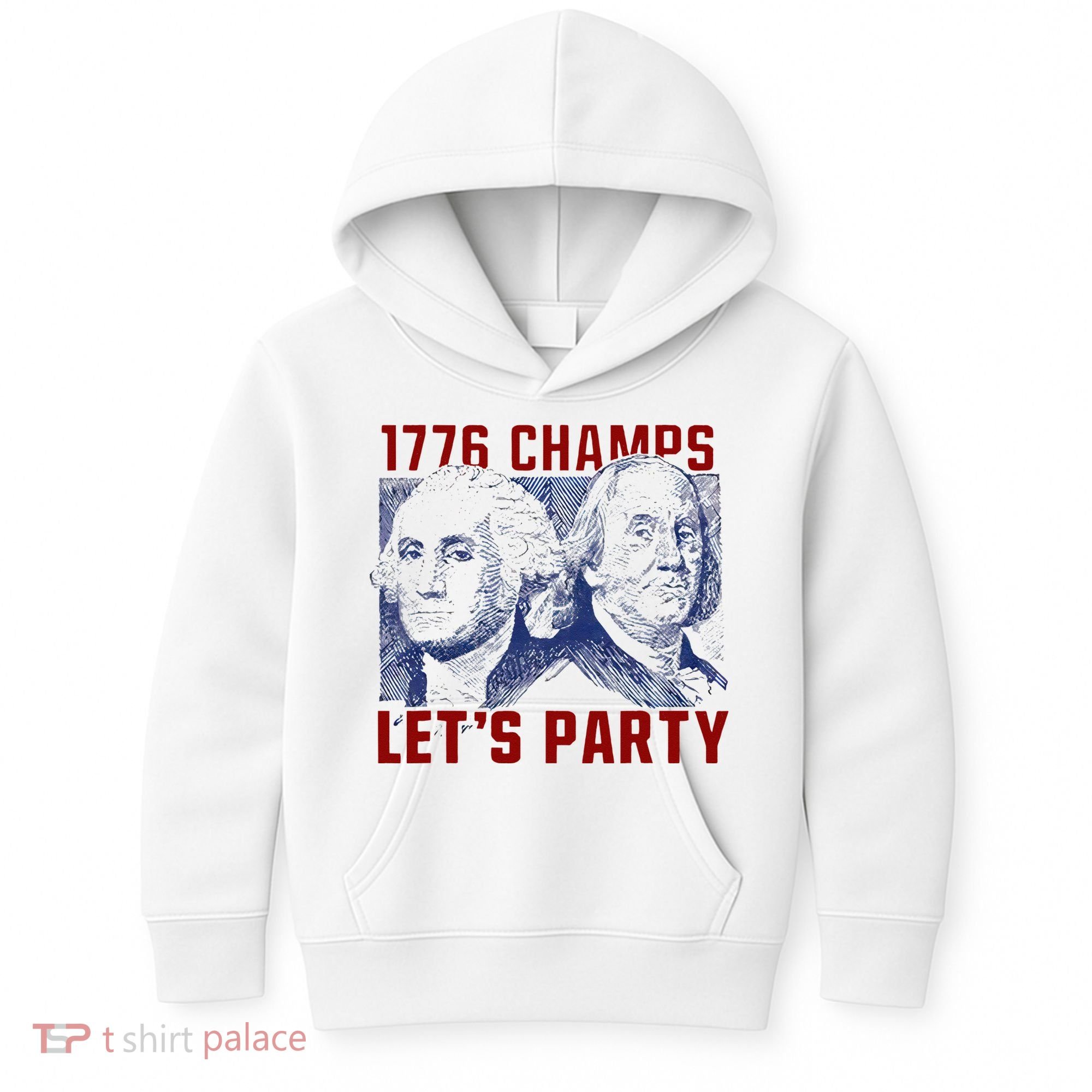 Washington And Lincoln 1776 Champs Let’s Party USA Flag Kids Hoodie