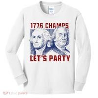Washington And Lincoln 1776 Champs Let’s Party USA Flag Kids Long Sleeve Shirt thumb 0