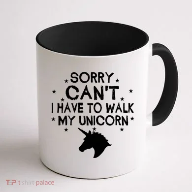 Walk My Unicorn Coffee Mug back