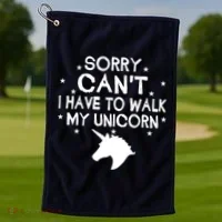 Walk My Unicorn  Golf Towel thumb 1