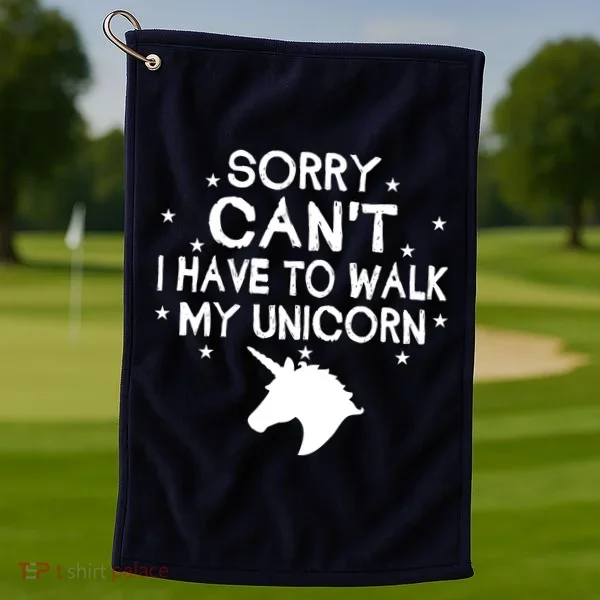 Walk My Unicorn  Golf Towel