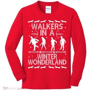 Walkers In A Winter Wonderland Kids Long Sleeve Shirt