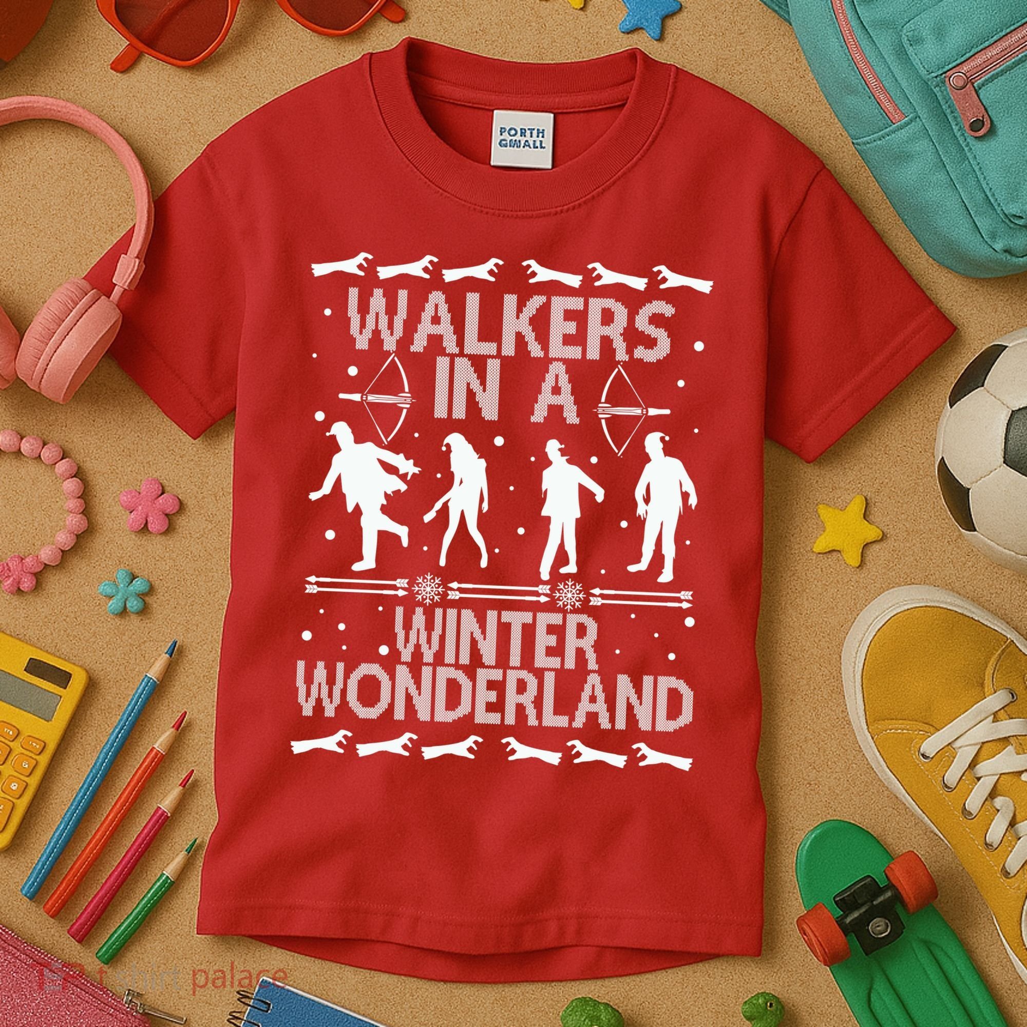Walkers In A Winter Wonderland Kids T-Shirt