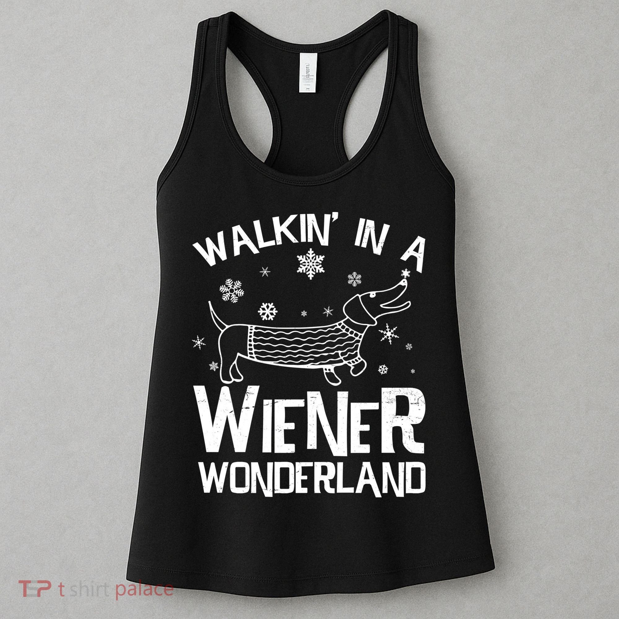 Walking In A Wiener Wonderland Funny Christmas Women's Tank Top