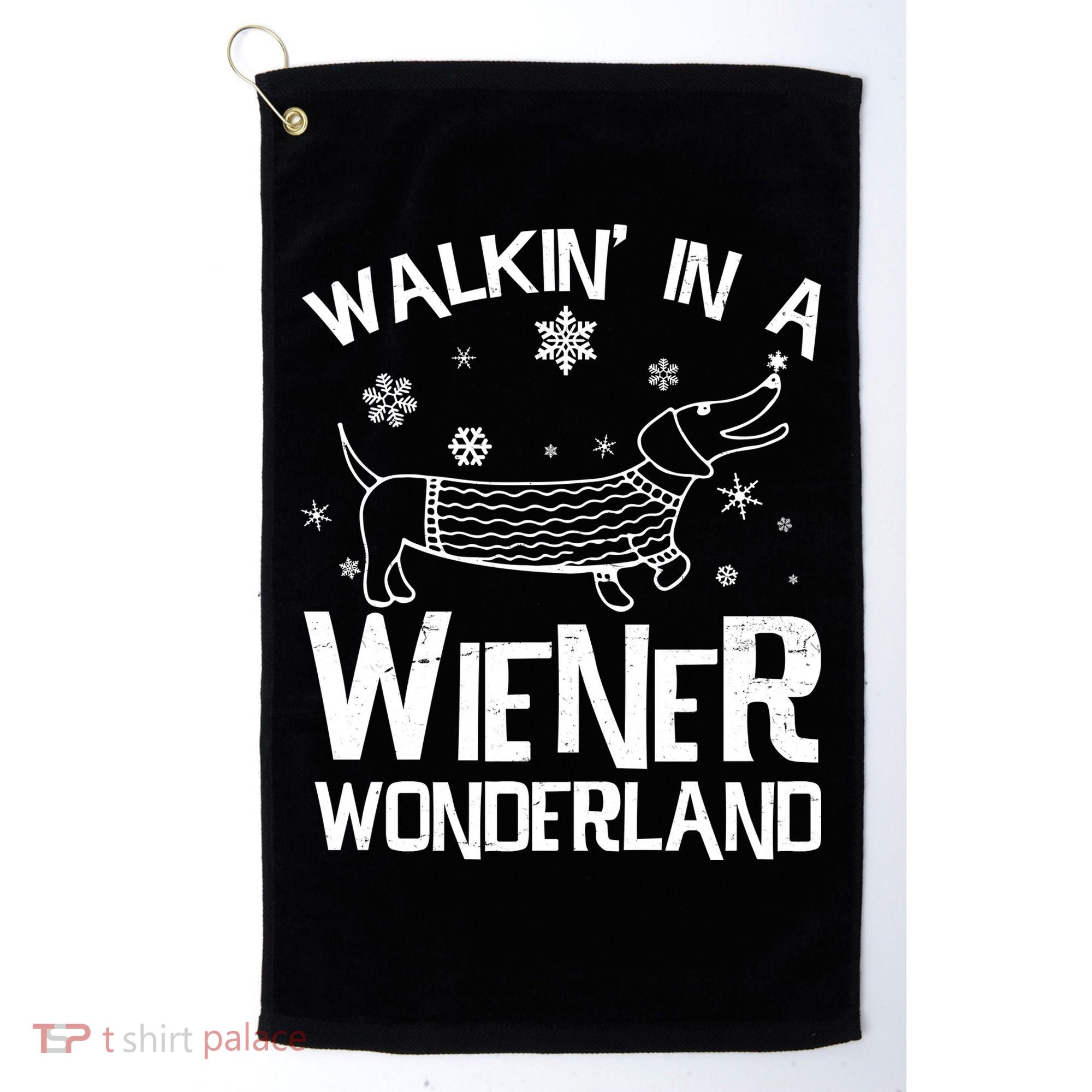 Walking In A Wiener Wonderland Funny Christmas Golf Towel