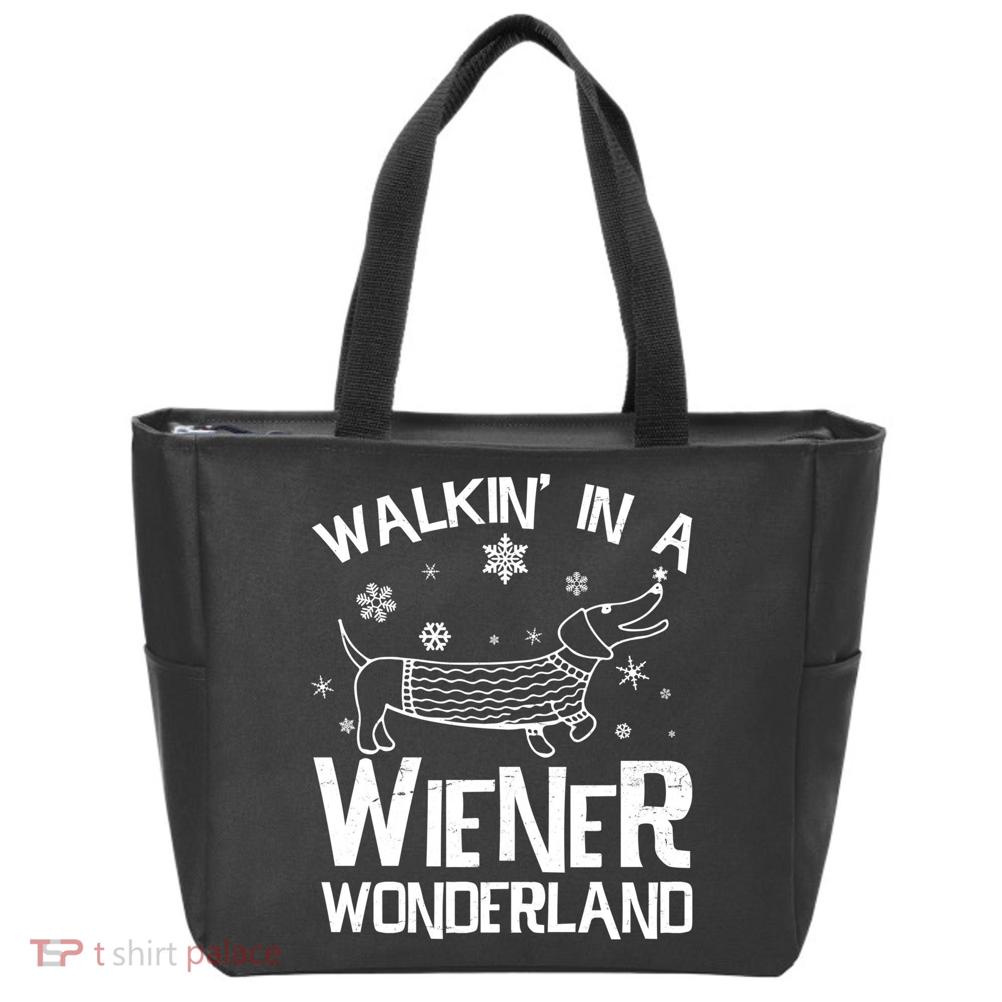 Walking In A Wiener Wonderland Funny Christmas Tote Bag
