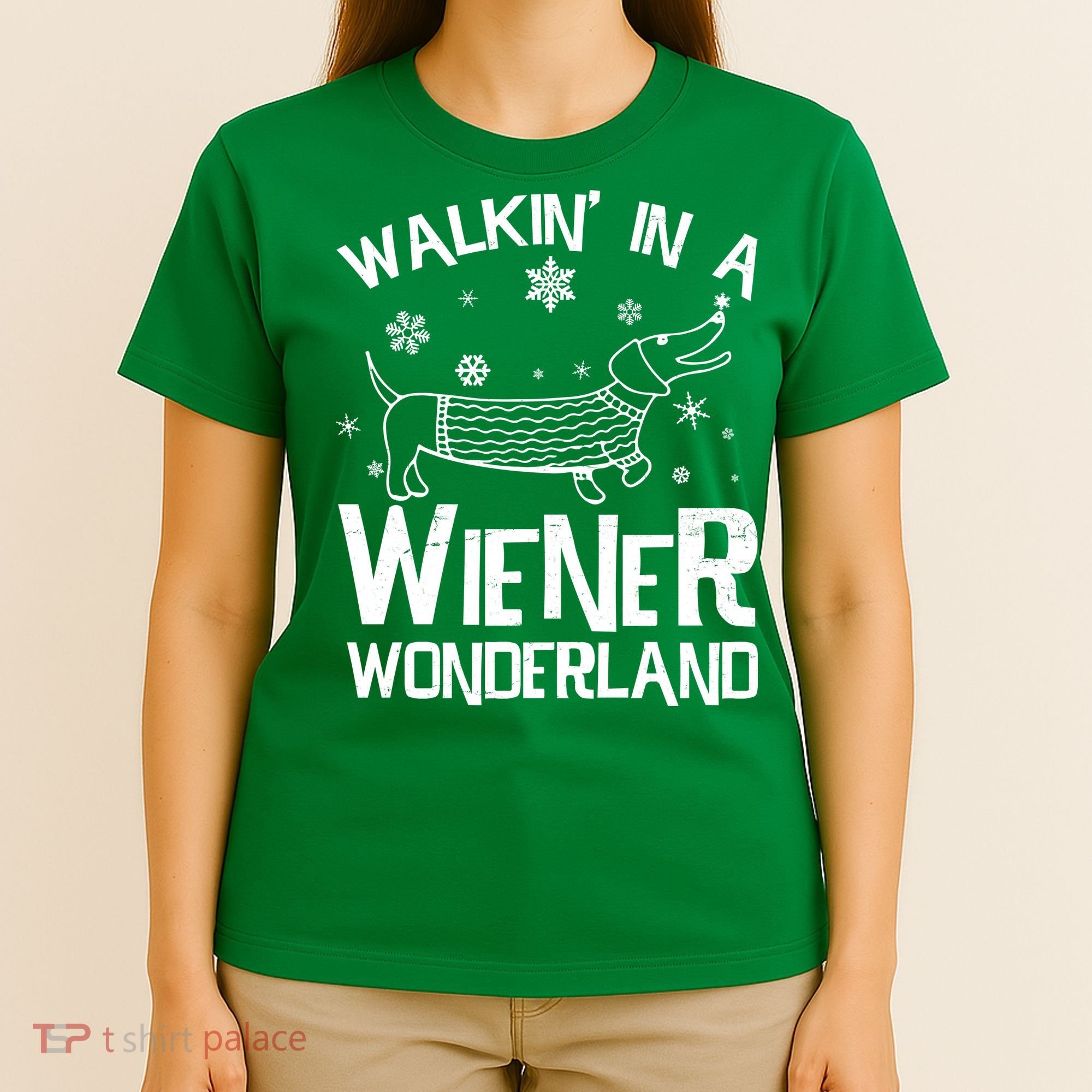 Walking In A Wiener Wonderland Funny Christmas T-Shirt