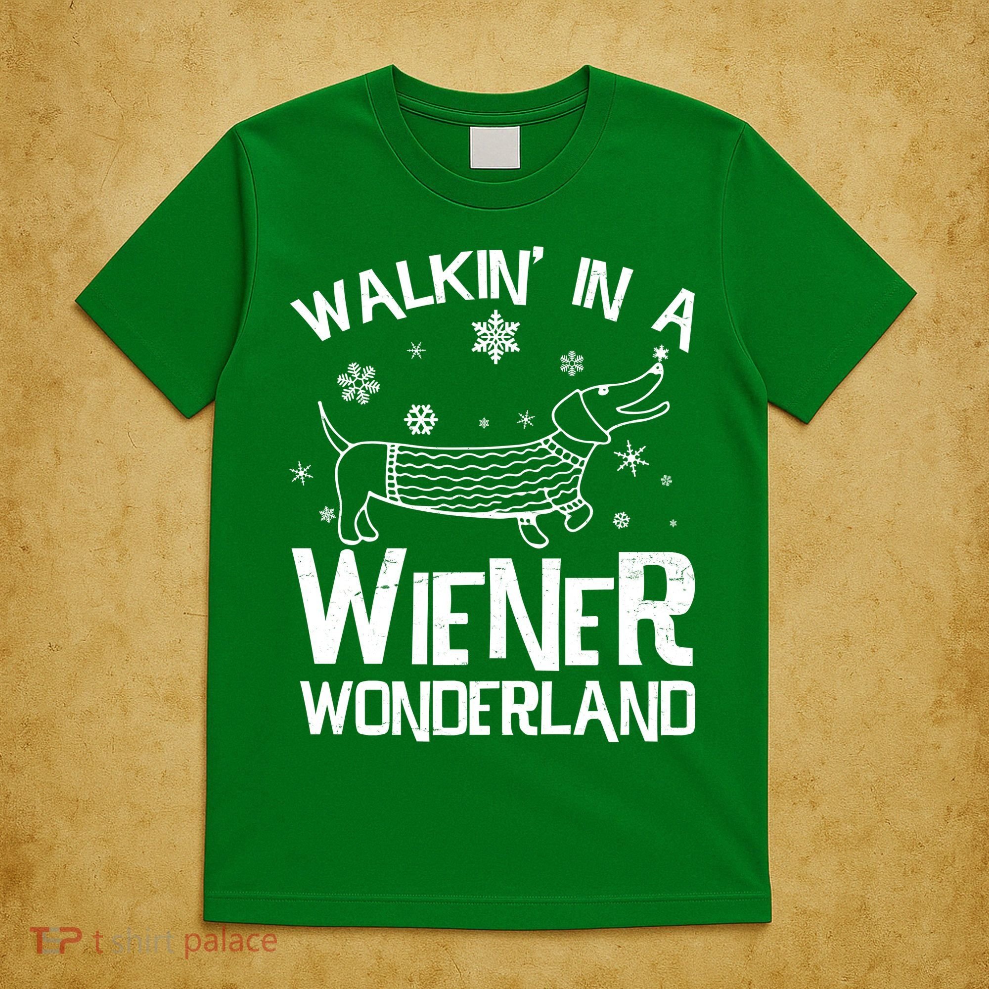 Walking In A Wiener Wonderland Funny Christmas T-Shirt