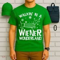 Walking In A Wiener Wonderland Funny Christmas T-Shirt thumb 6