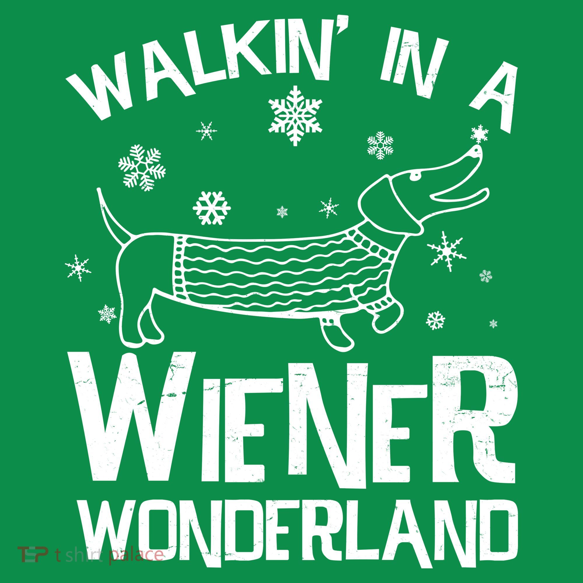 Walking In A Wiener Wonderland Funny Christmas T-Shirt