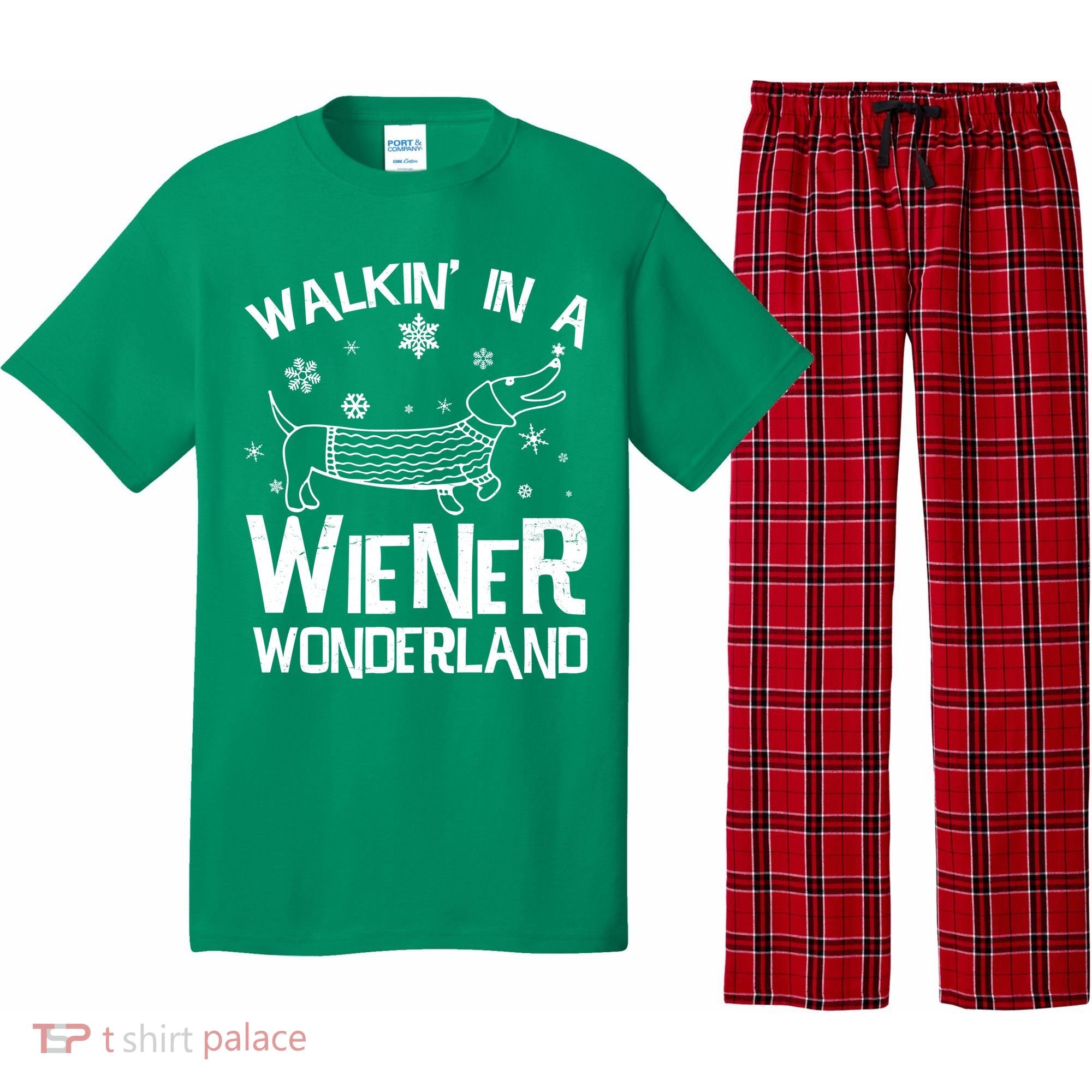 Walking In A Wiener Wonderland Funny Christmas Pajama Set
