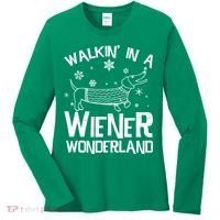 Walking In A Wiener Wonderland Funny Christmas Women's Long Sleeve Shirt thumb 0