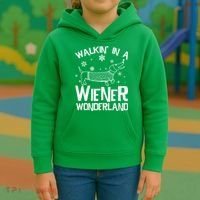 Walking In A Wiener Wonderland Funny Christmas Kids Hoodie thumb 3