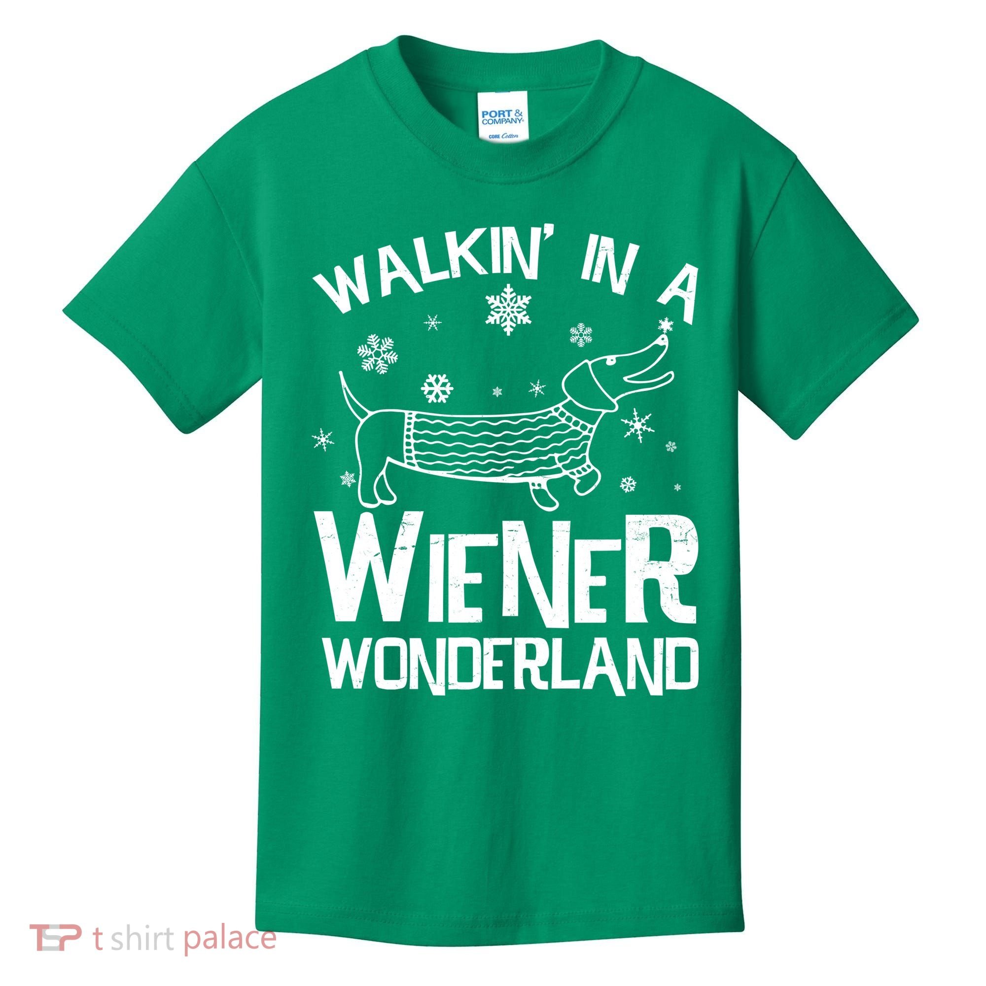 Walking In A Wiener Wonderland Funny Christmas Kids T-Shirt