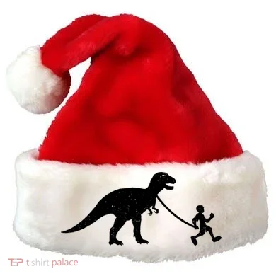 Walking My T-Rex Santa Hat