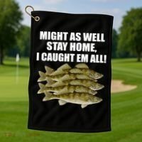 Walleye Caught Em All Golf Towel thumb 1