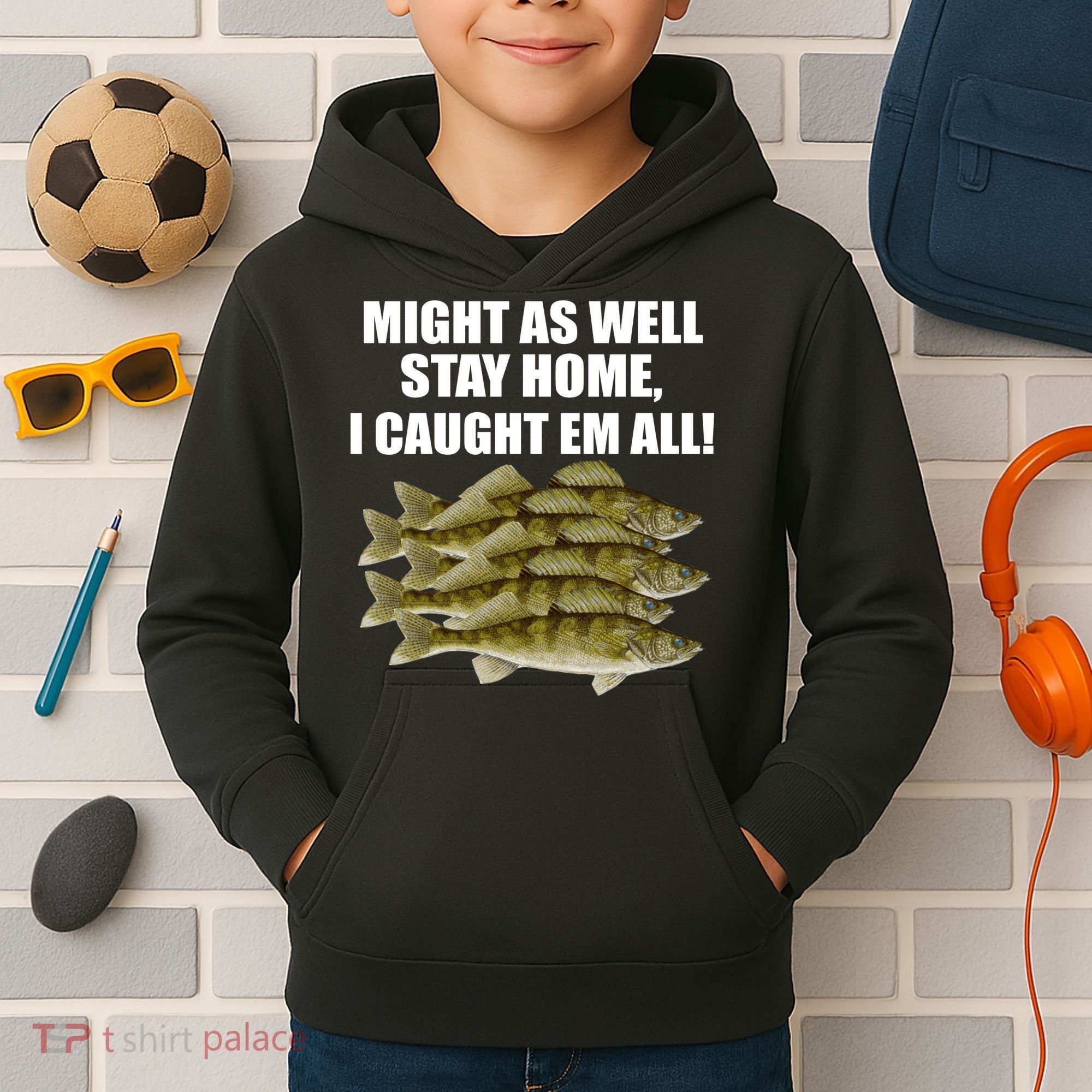 Walleye Caught Em All Kids Hoodie