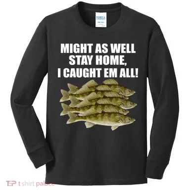 Walleye Caught Em All Kids Long Sleeve Shirt