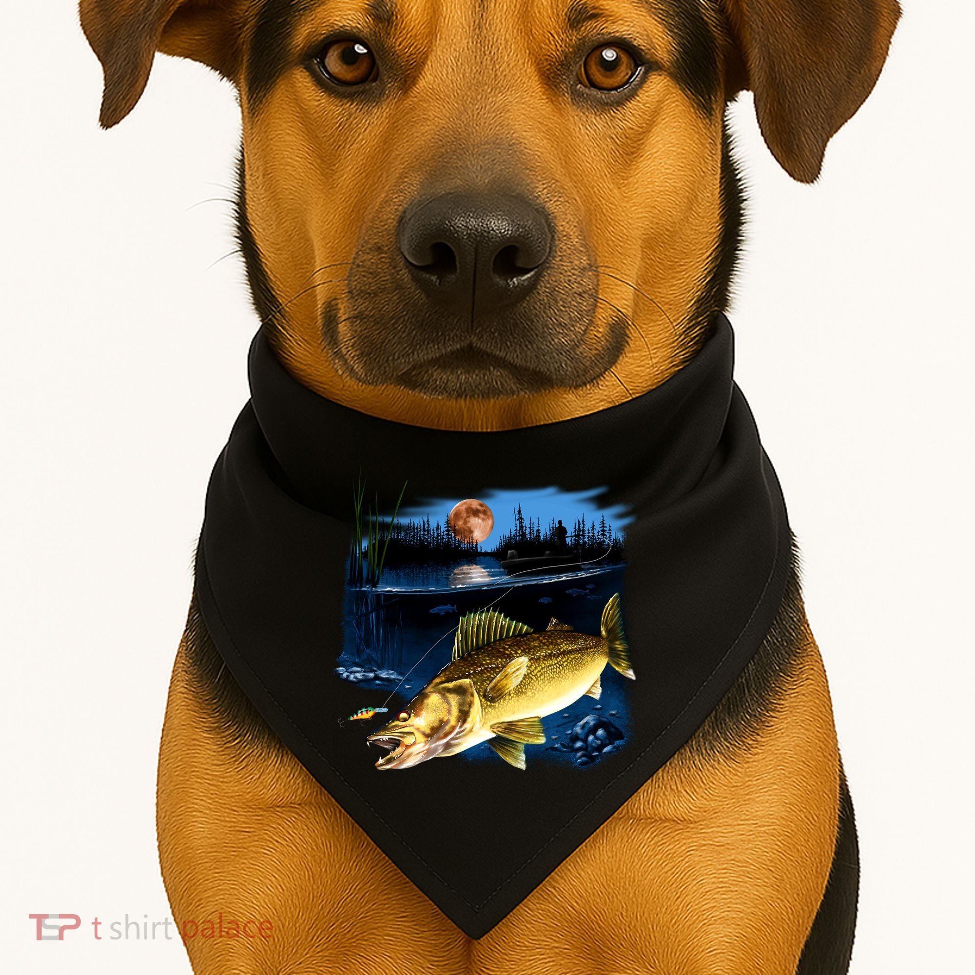 Walleye Moon Light USA-Made Doggie Bandana