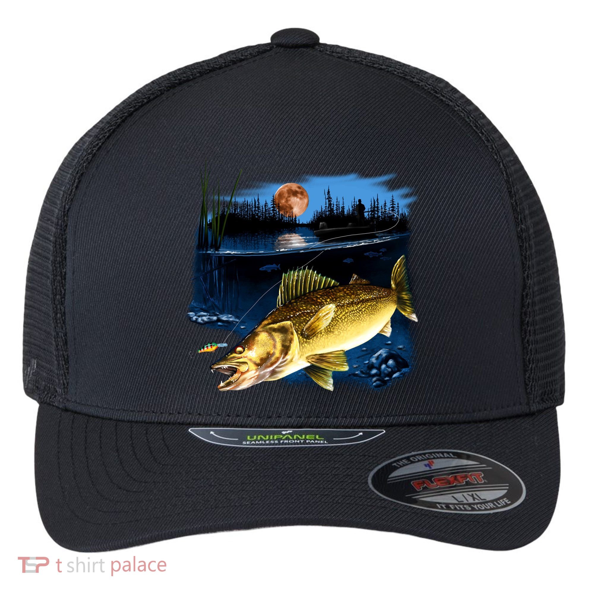 Walleye Moon Light Flexfit Unipanel Trucker Cap