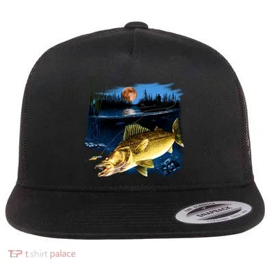 Walleye Moon Light Flat Bill Trucker Hat