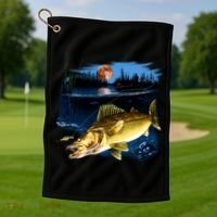 Walleye Moon Light Golf Towel thumb 1