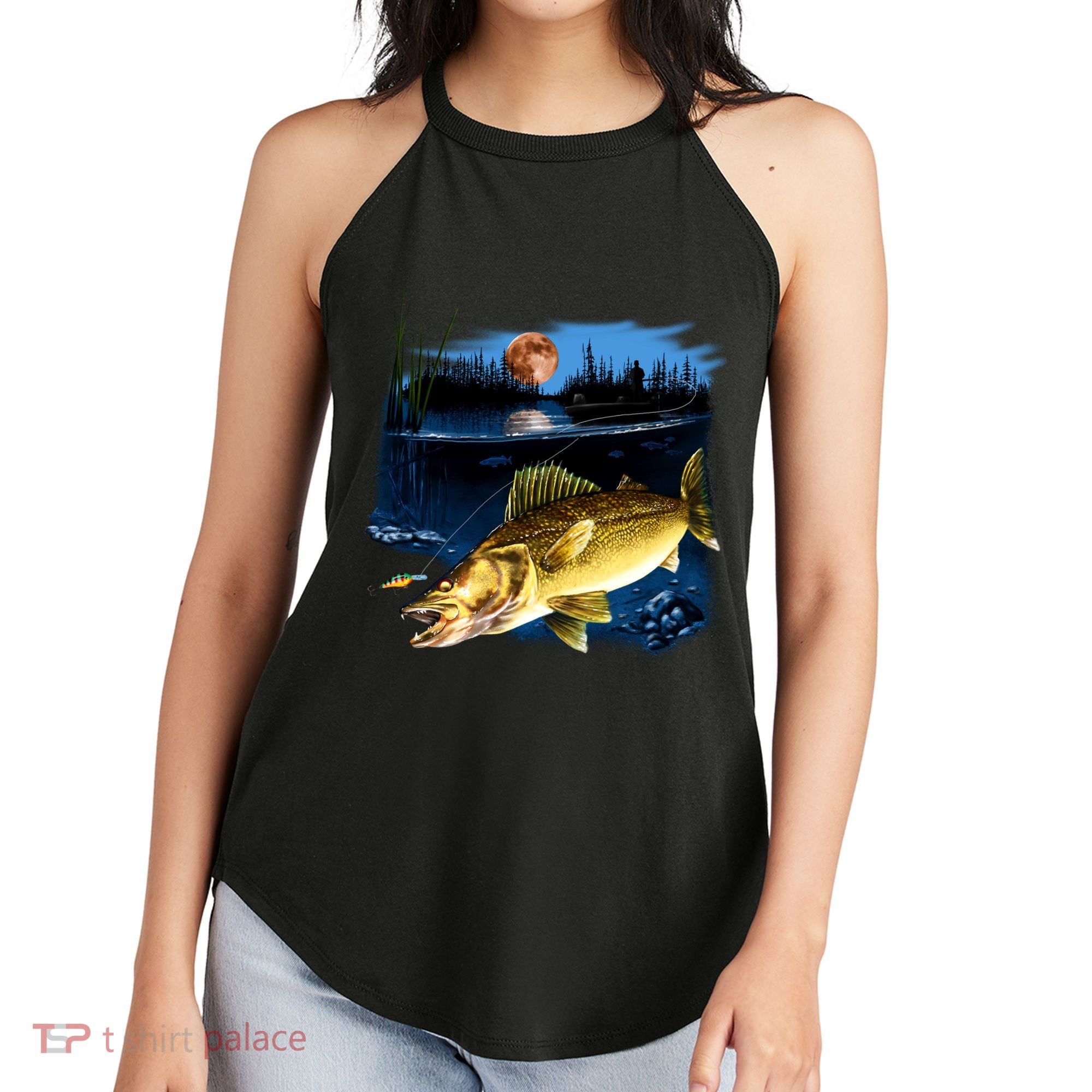 Walleye Moon Light Women's Perfect Tri Rocker Tank