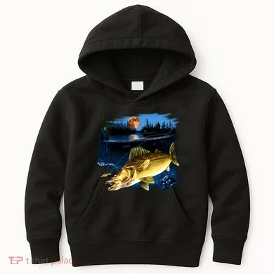 Walleye Moon Light Kids Hoodie