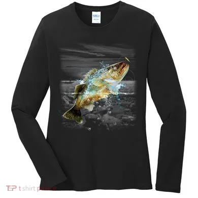 Walleye Wilderness - Fishing Women's Long Sleeve Shirt