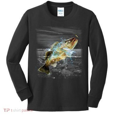 Walleye Wilderness - Fishing Kids Long Sleeve Shirt