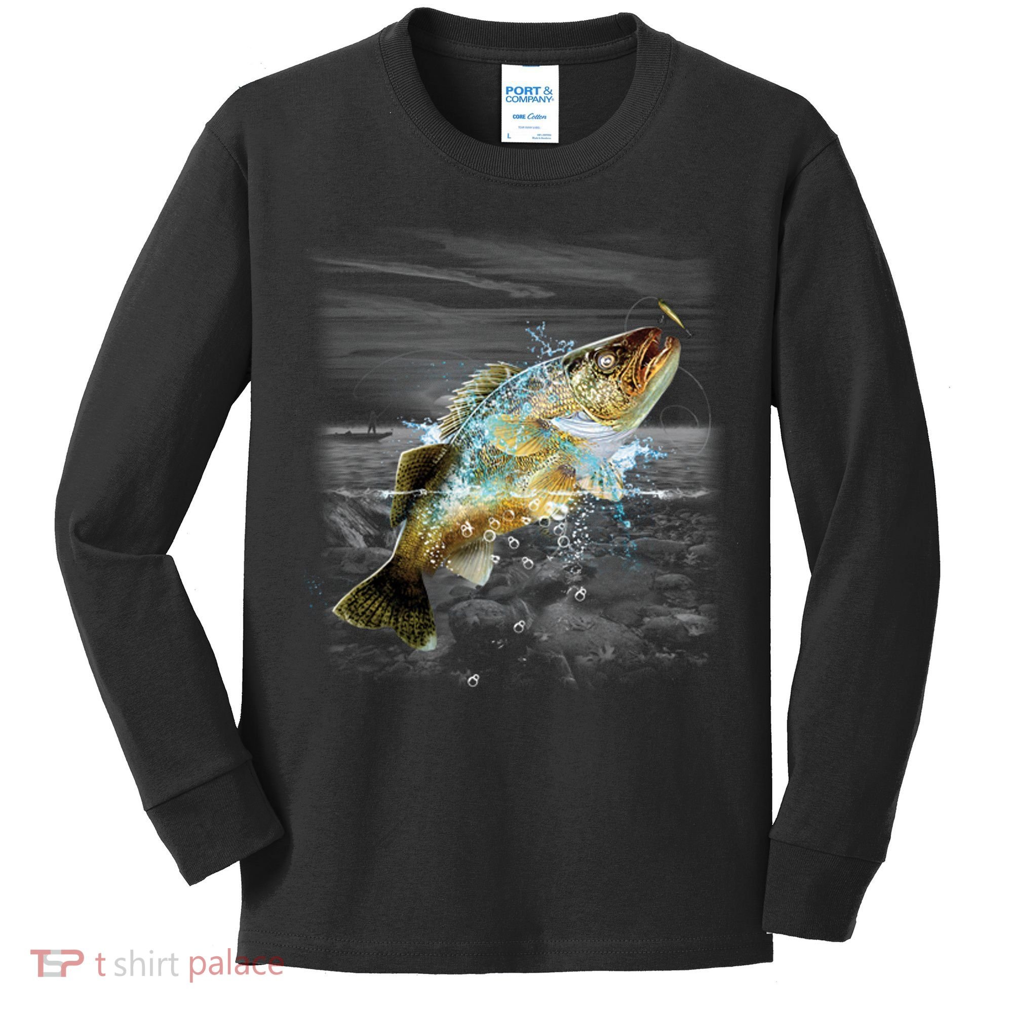 Walleye Wilderness - Fishing Kids Long Sleeve Shirt