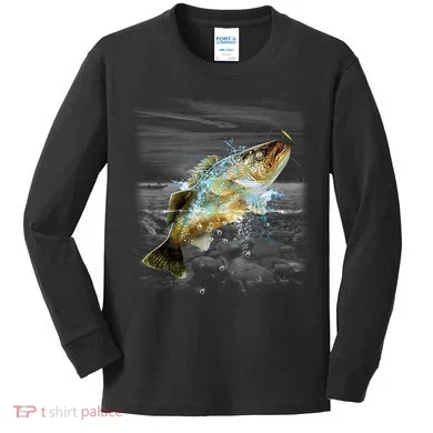 Walleye Wilderness - Fishing Kids Long Sleeve Shirt