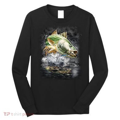 Walleye Wilderness - Fishing Jumping Fish Long Sleeve Shirt