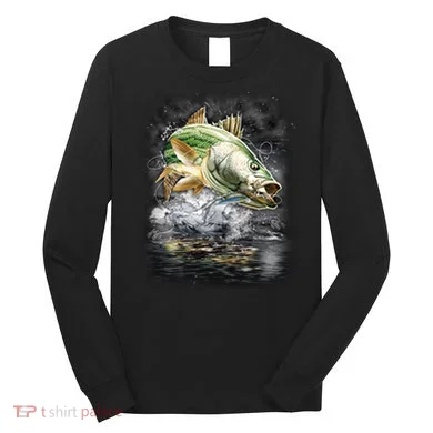 Walleye Wilderness - Fishing Jumping Fish Long Sleeve Shirt