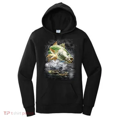 Walleye Wilderness - Fishing Jumping Fish Women's Hoodie