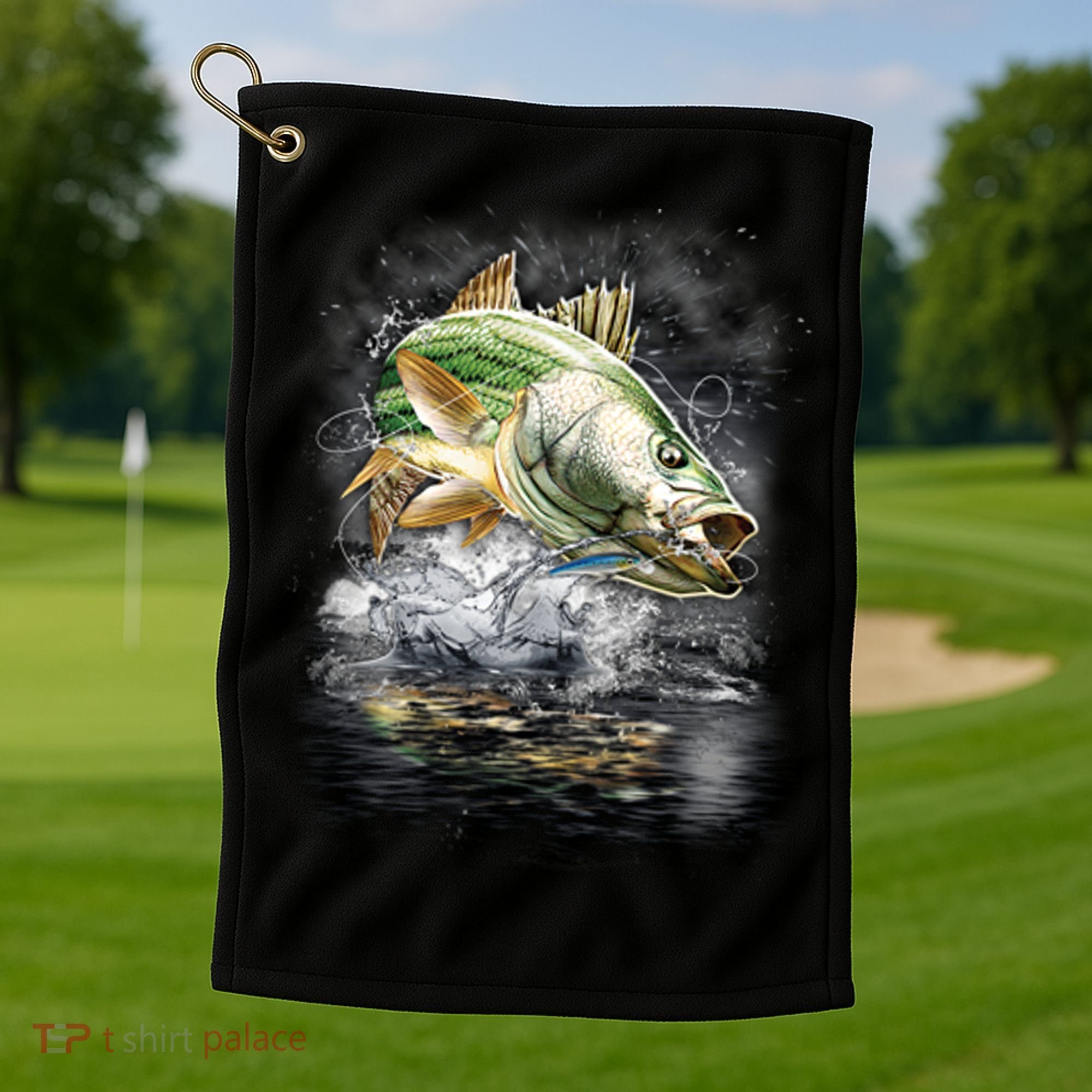 Walleye Wilderness - Fishing Jumping Fish Golf Towel