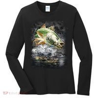 Walleye Wilderness - Fishing Jumping Fish Women's Long Sleeve Shirt thumb 0