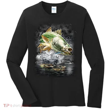 Walleye Wilderness - Fishing Jumping Fish Women's Long Sleeve Shirt